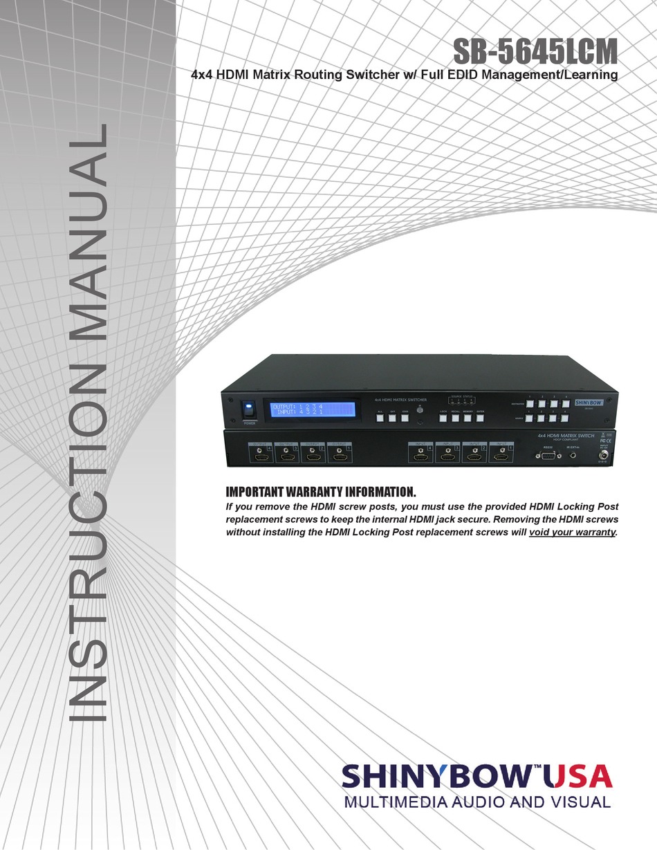 SHINYBOW USA SB-5645LCM-HDMI INSTRUCTION MANUAL Pdf Download | ManualsLib