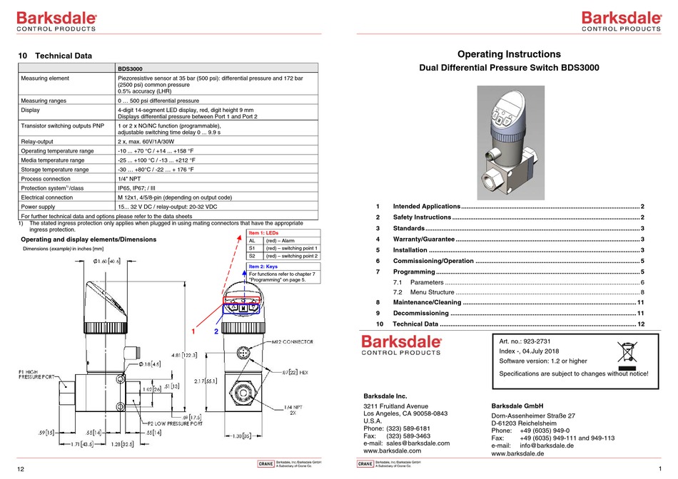 BARKSDALE BDS3000 OPERATING INSTRUCTIONS MANUAL Pdf Download ManualsLib