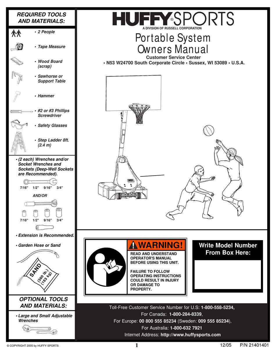 RUSSELL CORPORATION HUFFY SPORTS PORTABLE BASKETBALL SYSTEM OWNER'S MANUAL Pdf Download ManualsLib