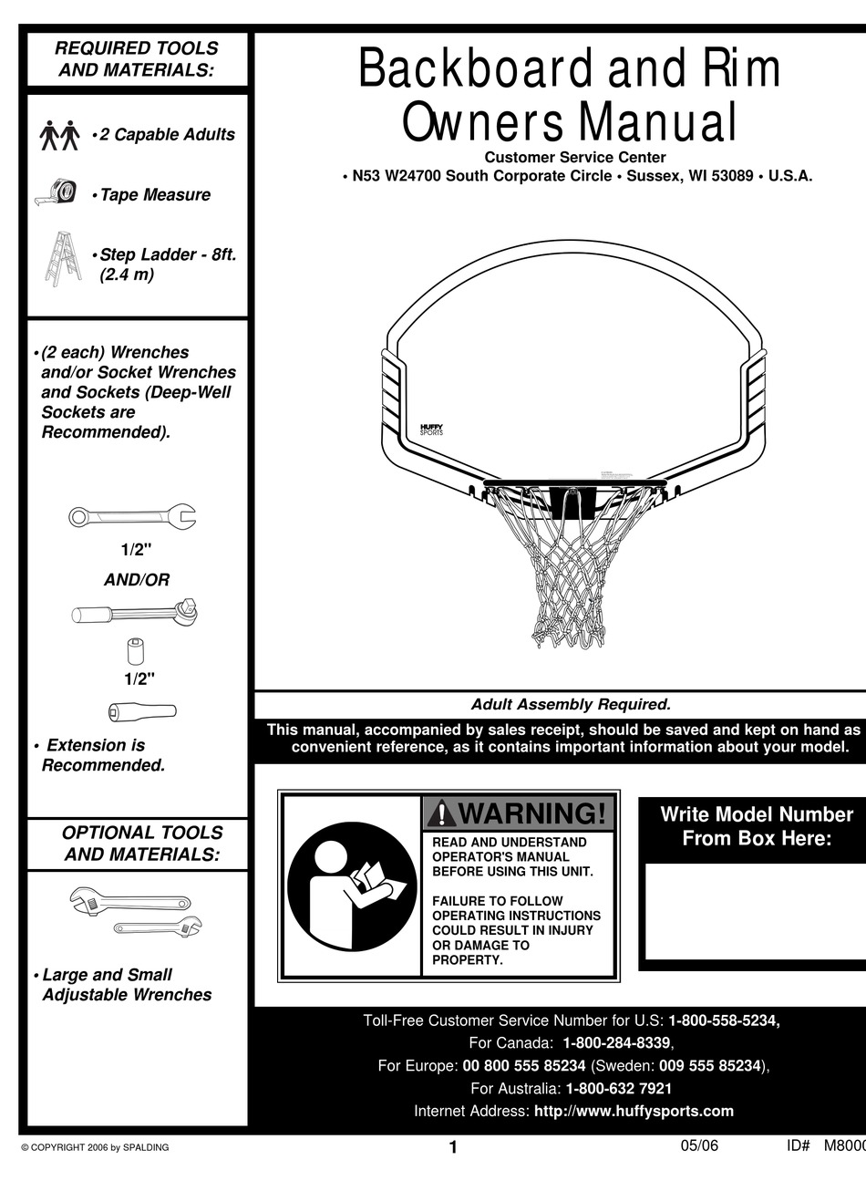 HUFFY BACKBOARD AND RIM OWNER