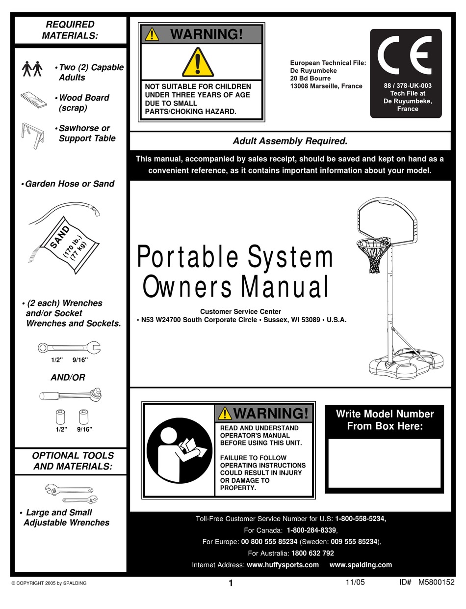 HUFFY PORTABLE BASKETBALL SYSTEM OWNER'S MANUAL Pdf Download ManualsLib