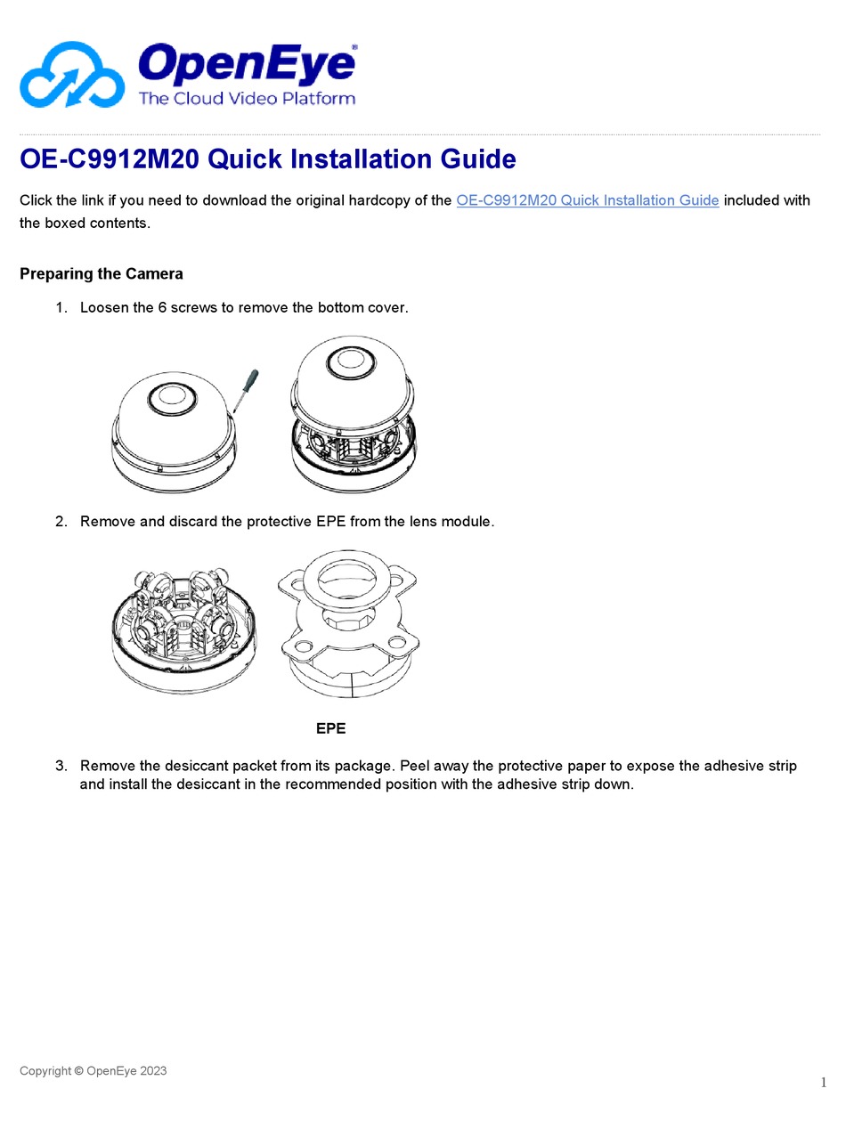 OPENEYE OEC9912M20 QUICK INSTALLATION MANUAL Pdf Download ManualsLib