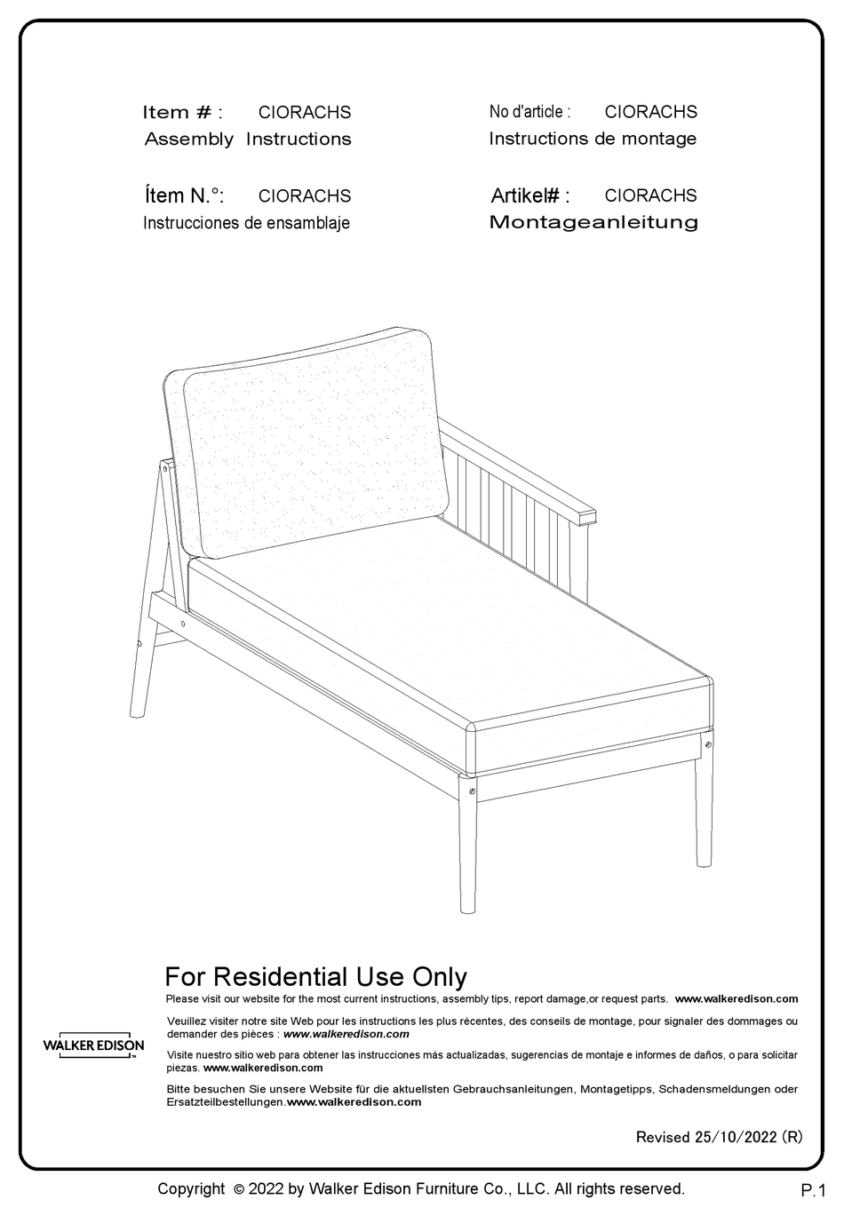 WALKER EDISON CIORACHS ASSEMBLY INSTRUCTIONS MANUAL Pdf Download