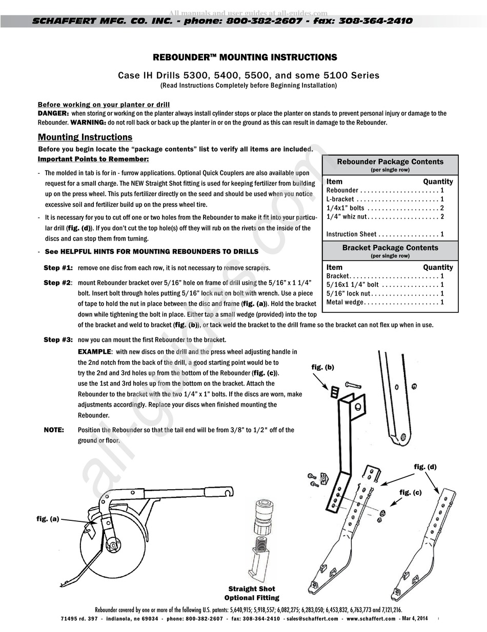 SCHAFFERT REBOUNDER 5100 SERIES MOUNTING INSTRUCTIONS Pdf Download