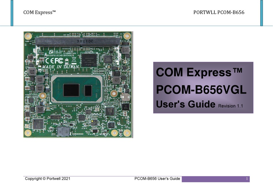 PORTWELL COM EXPRESS PCOM-B656VGL USER MANUAL Pdf Download | ManualsLib