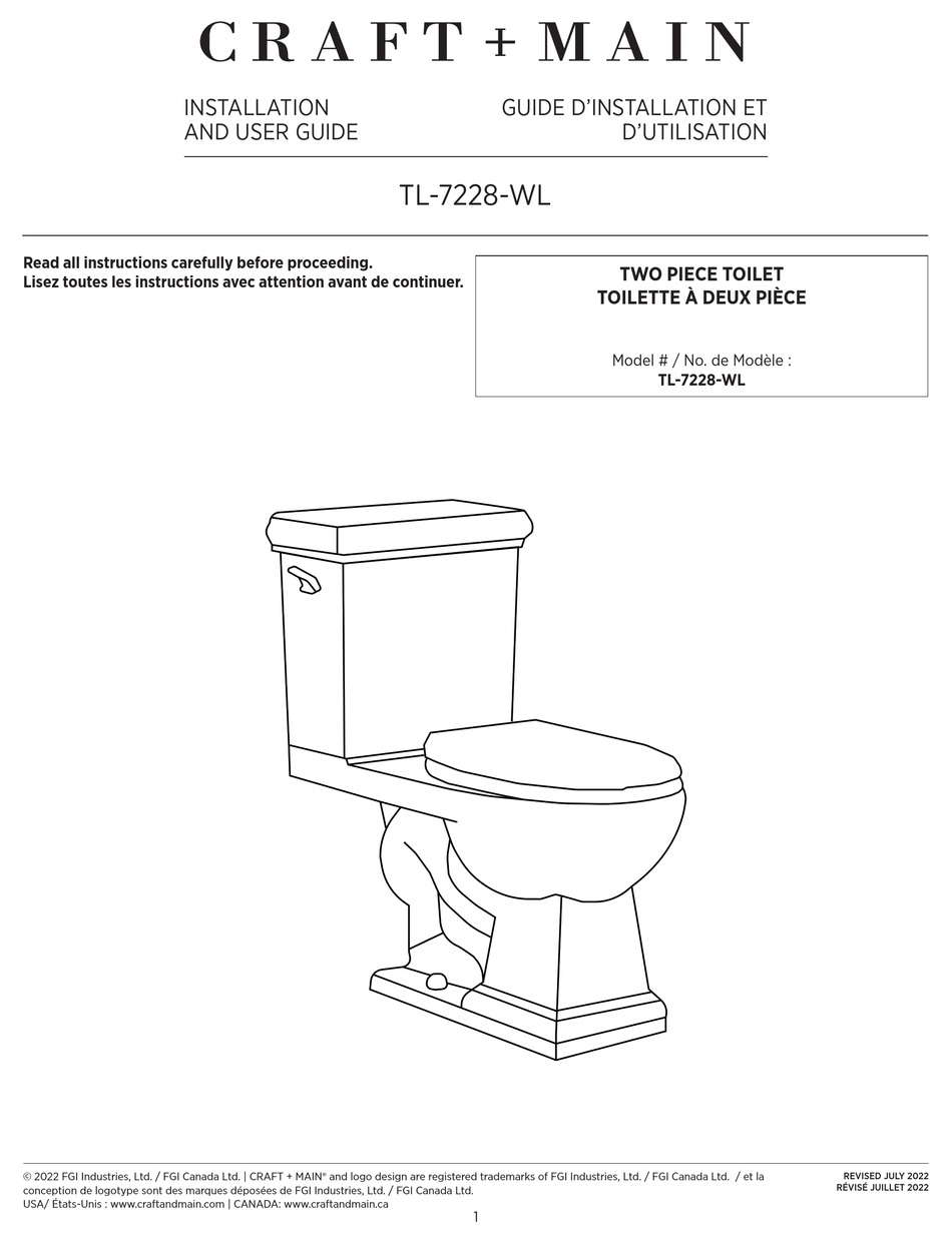 CRAFT+MAIN TL-7228-WL INSTALLATION AND USER MANUAL Pdf Download ...