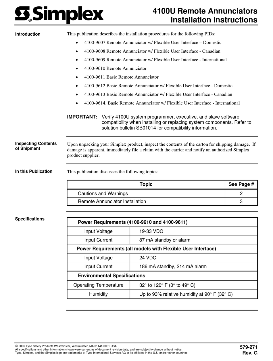 SIMPLEX 4100U INSTALLATION INSTRUCTIONS MANUAL Pdf Download | ManualsLib