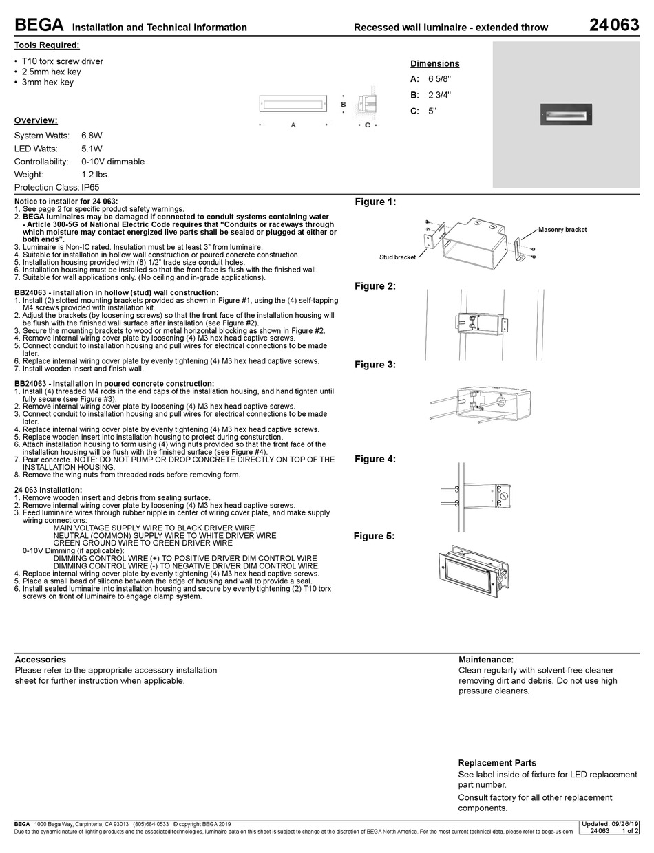 BEGA 24 063 INSTALLATION AND TECHNICAL INFORMATION Pdf Download ...