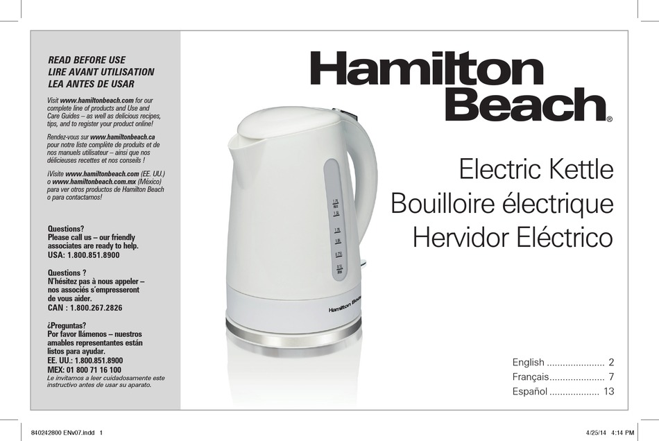 User manual Hamilton Beach 40866 (English - 20 pages)