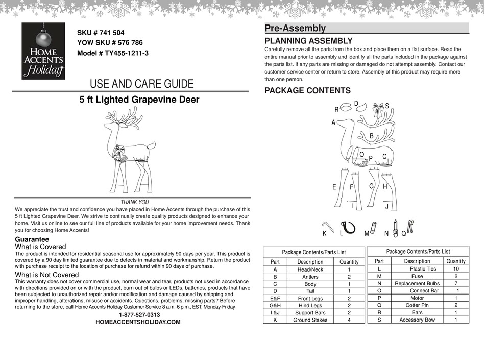 HOME ACCENTS HOLIDAY TY45512113 USE AND CARE MANUAL Pdf Download