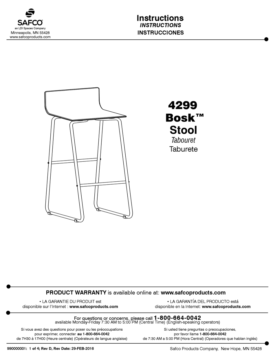 SAFCO BOSK 4299 INSTRUCTIONS Pdf Download ManualsLib