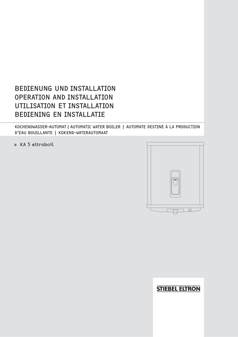 STIEBEL ELTRON KA 5 ELTROBOIL MANUAL Pdf Download ManualsLib