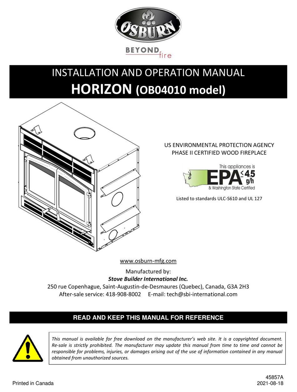 OSBURN OB04010K INSTALLATION AND OPERATION MANUAL Pdf Download ManualsLib
