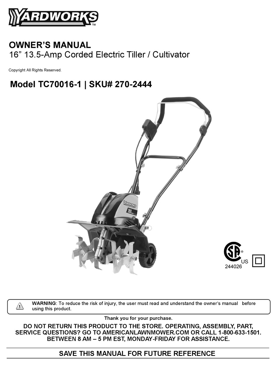 YARDWORKS TC700161 OWNER'S MANUAL Pdf Download ManualsLib