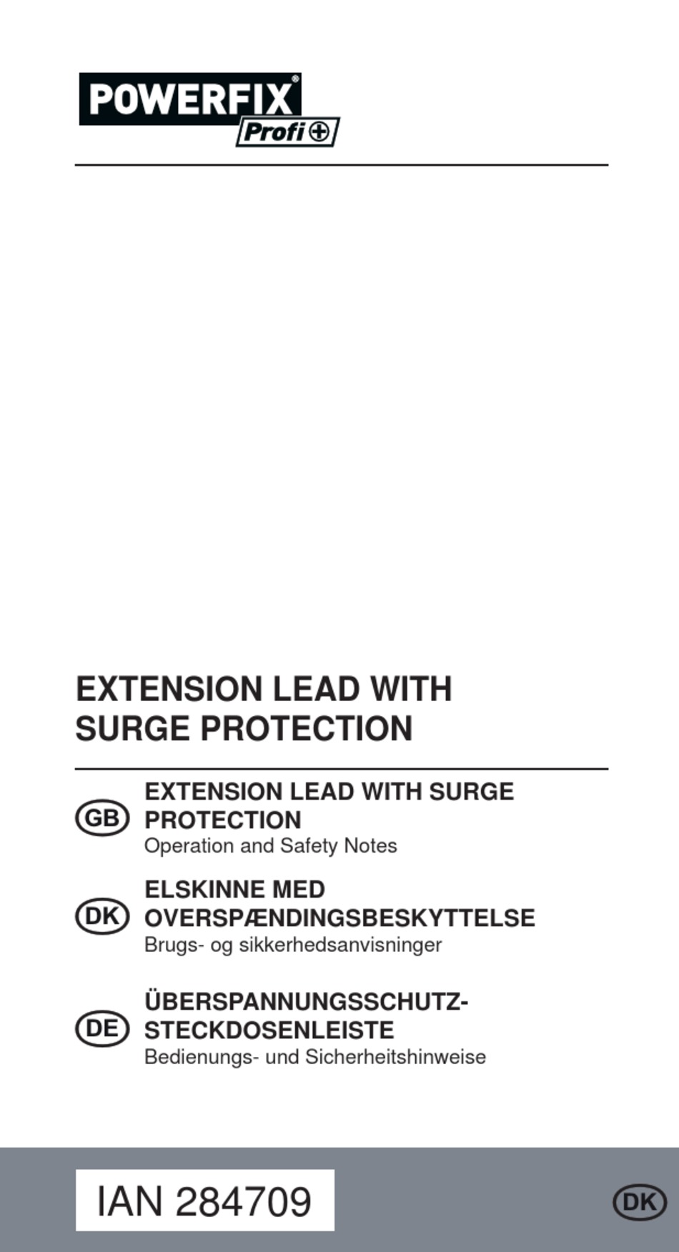 POWERFIX PROFI EXTENSION LEAD WITH SURGE PROTECTION OPERATION AND SAFETY NOTES Pdf Download