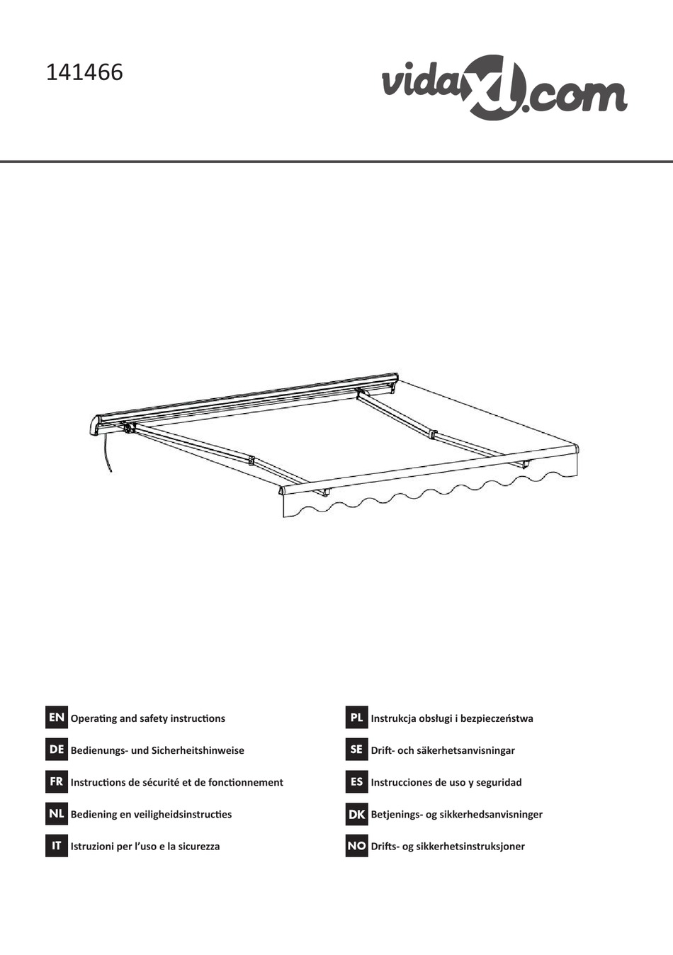 VIDAXL 141466 OPERATING AND SAFETY INSTRUCTIONS MANUAL Pdf Download