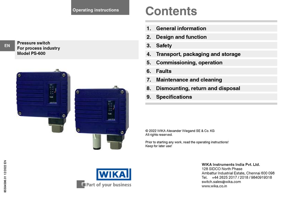 WIKA PS600 OPERATING INSTRUCTIONS MANUAL Pdf Download ManualsLib