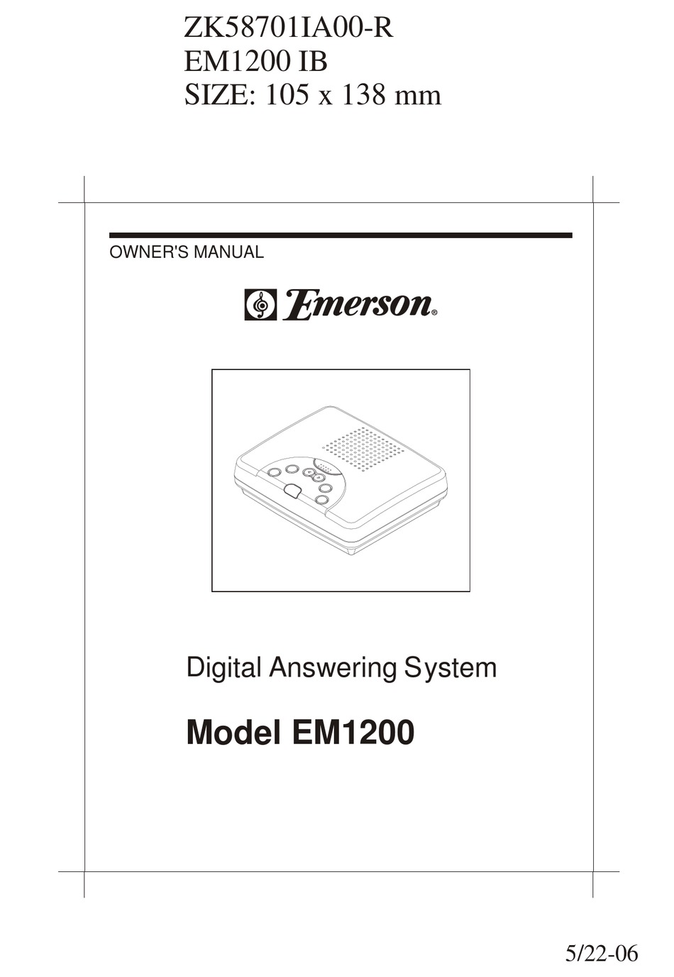 EMERSON EM1200 OWNER'S MANUAL Pdf Download ManualsLib