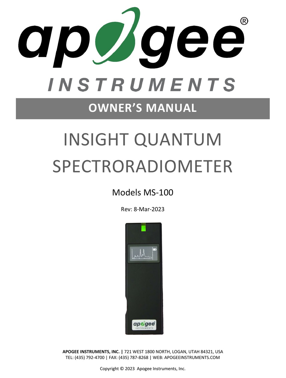 APOGEE INSTRUMENTS MS100 OWNER