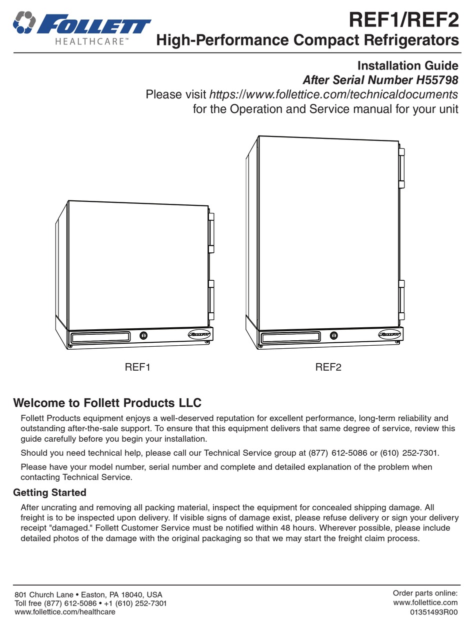 FOLLETT REF1 INSTALLATION MANUAL Pdf Download ManualsLib