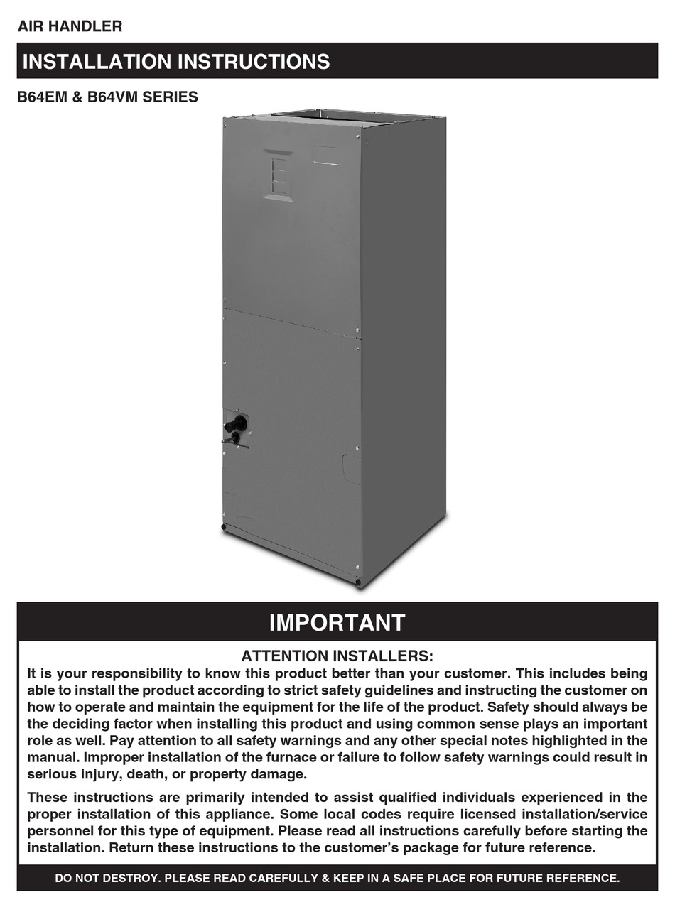 NORTEK B64VM SERIES INSTALLATION INSTRUCTIONS MANUAL Pdf Download ...