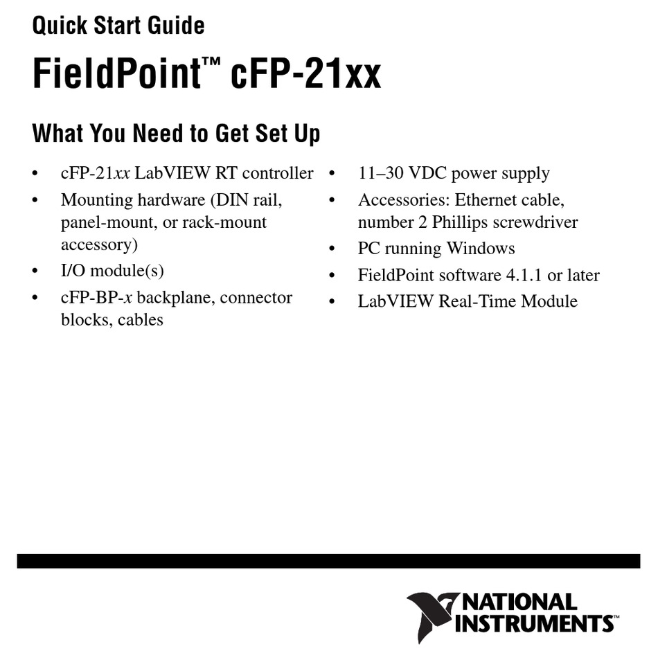 NATIONAL INSTRUMENTS FIELDPOINT CFP1808 QUICK START MANUAL Pdf