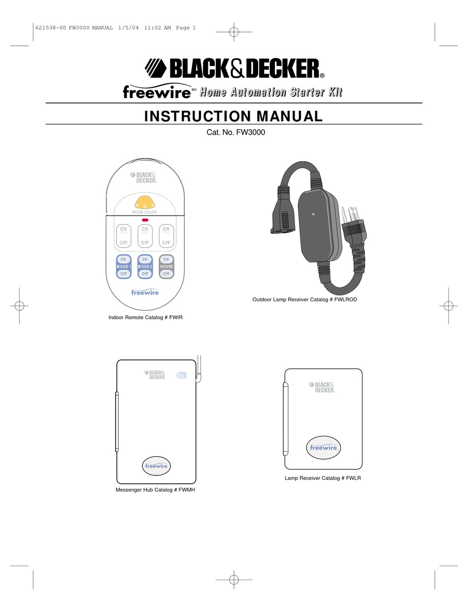 BLACK DECKER FREEWIRE HOME AUTOMATION STARTER KIT INSTRUCTION