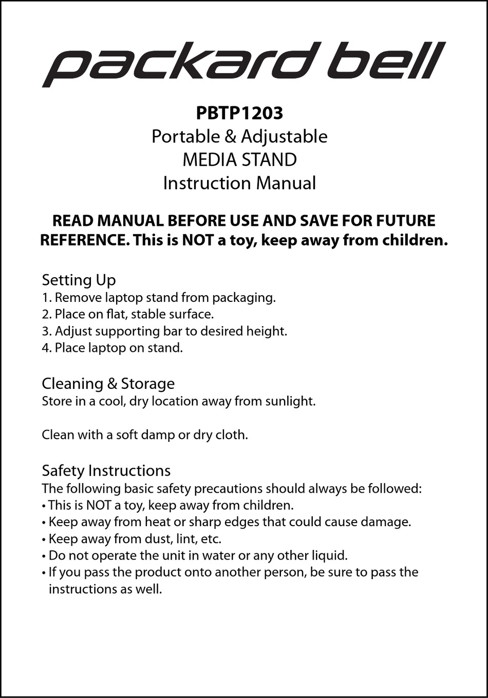 PACKARD BELL PBTP1203 INSTRUCTION MANUAL Pdf Download ManualsLib