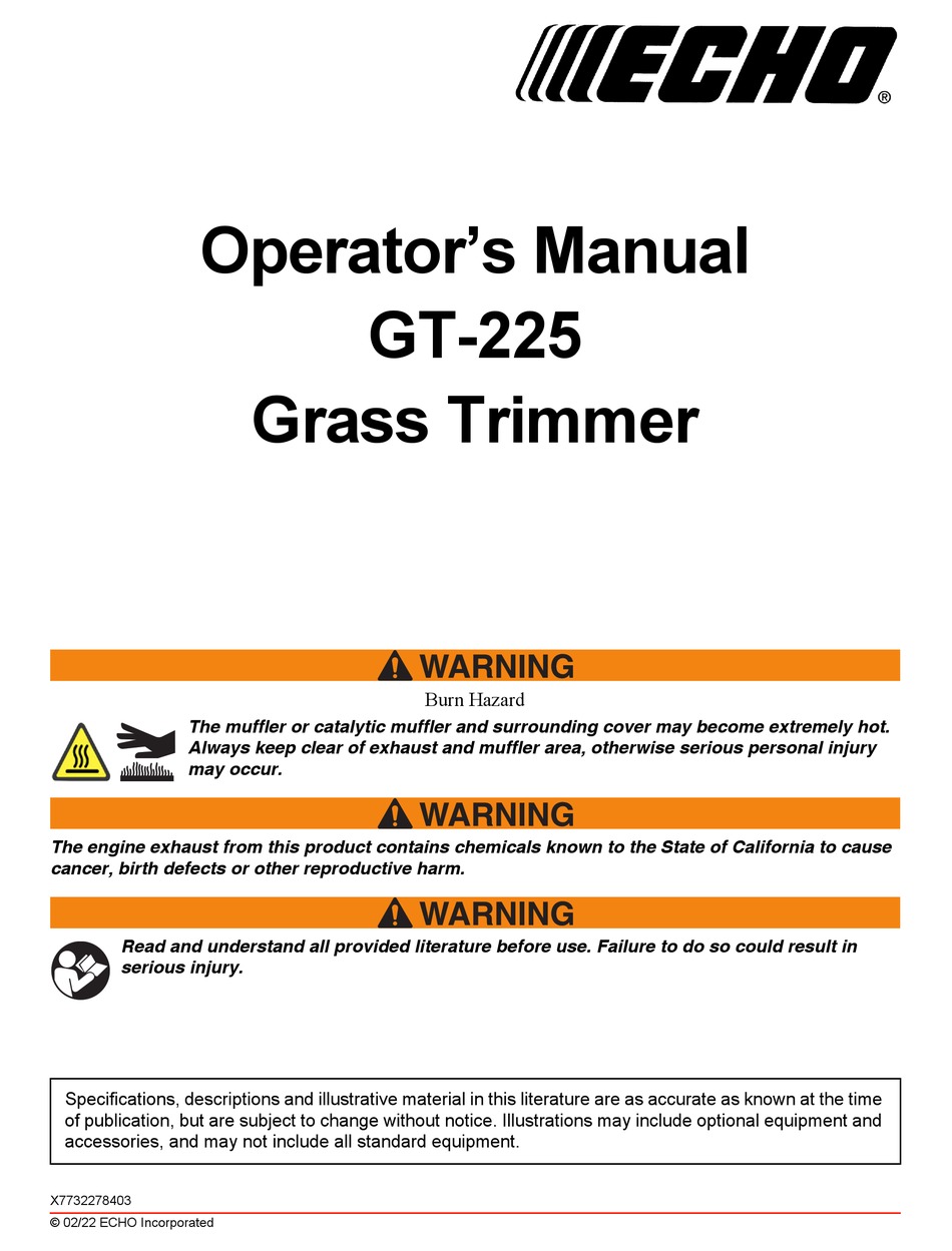 ECHO GT225 OPERATOR