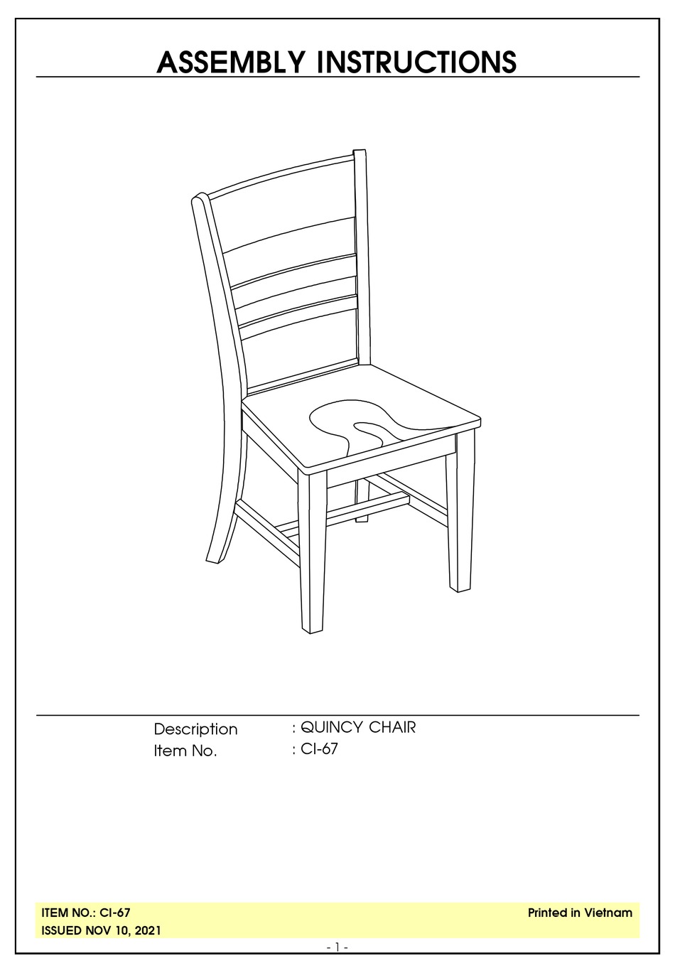 QUINCY CI67 ASSEMBLY INSTRUCTIONS Pdf Download ManualsLib