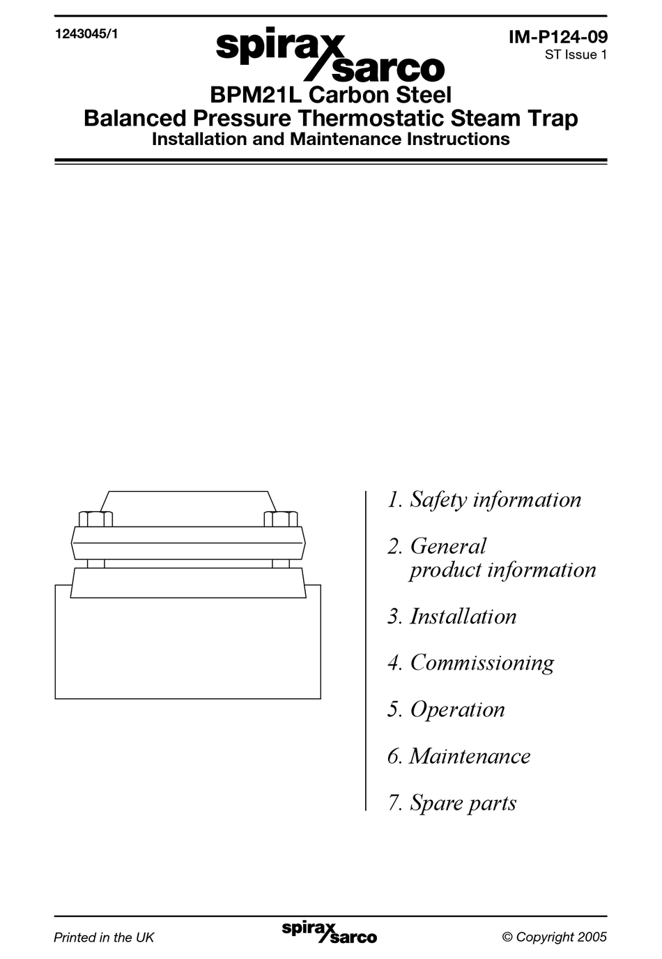 SPIRAX SARCO BPM21L INSTALLATION AND MAINTENANCE INSTRUCTIONS MANUAL