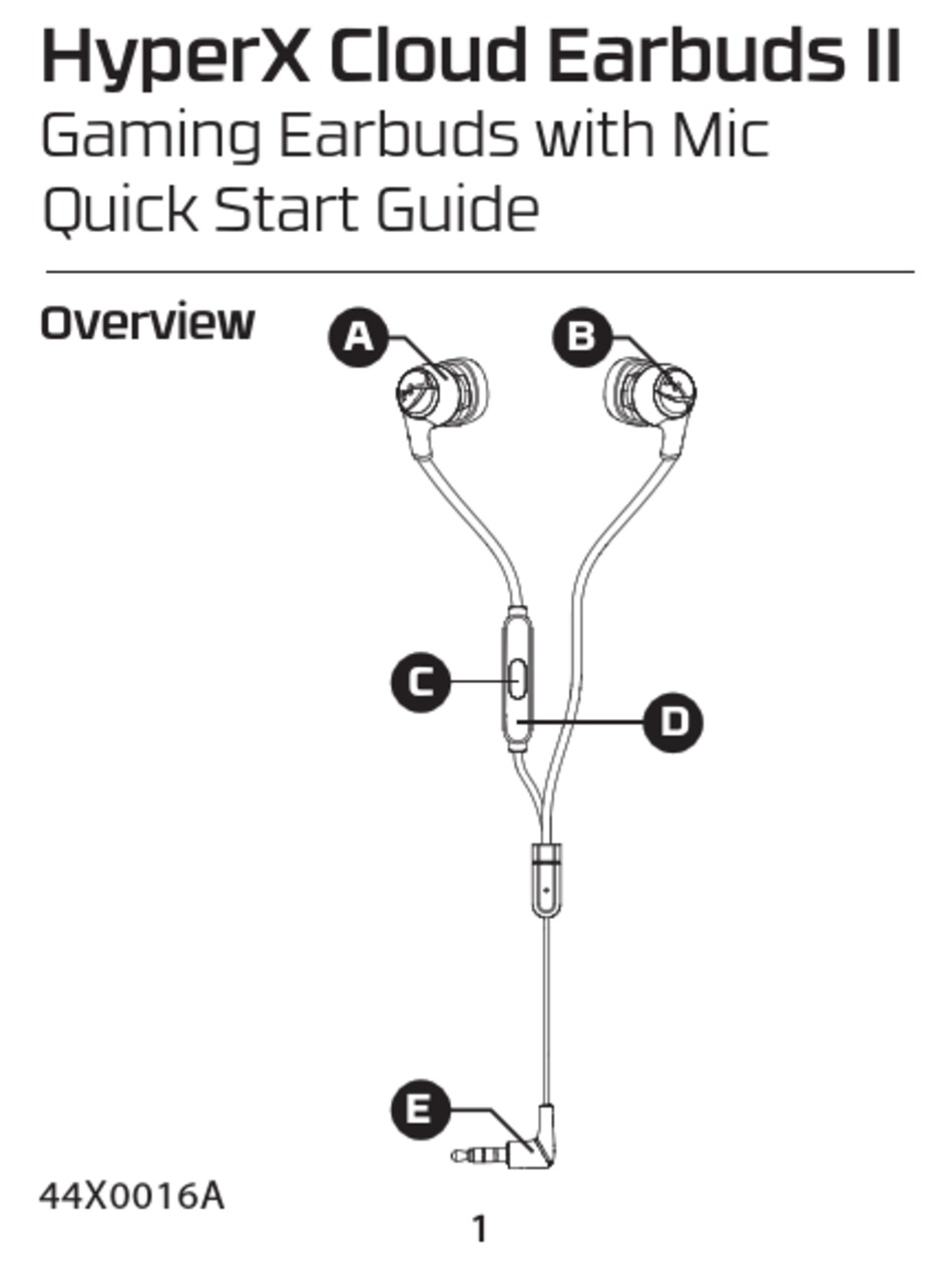 HYPERX CLOUD EARBUDS II QUICK START MANUAL Pdf Download ManualsLib