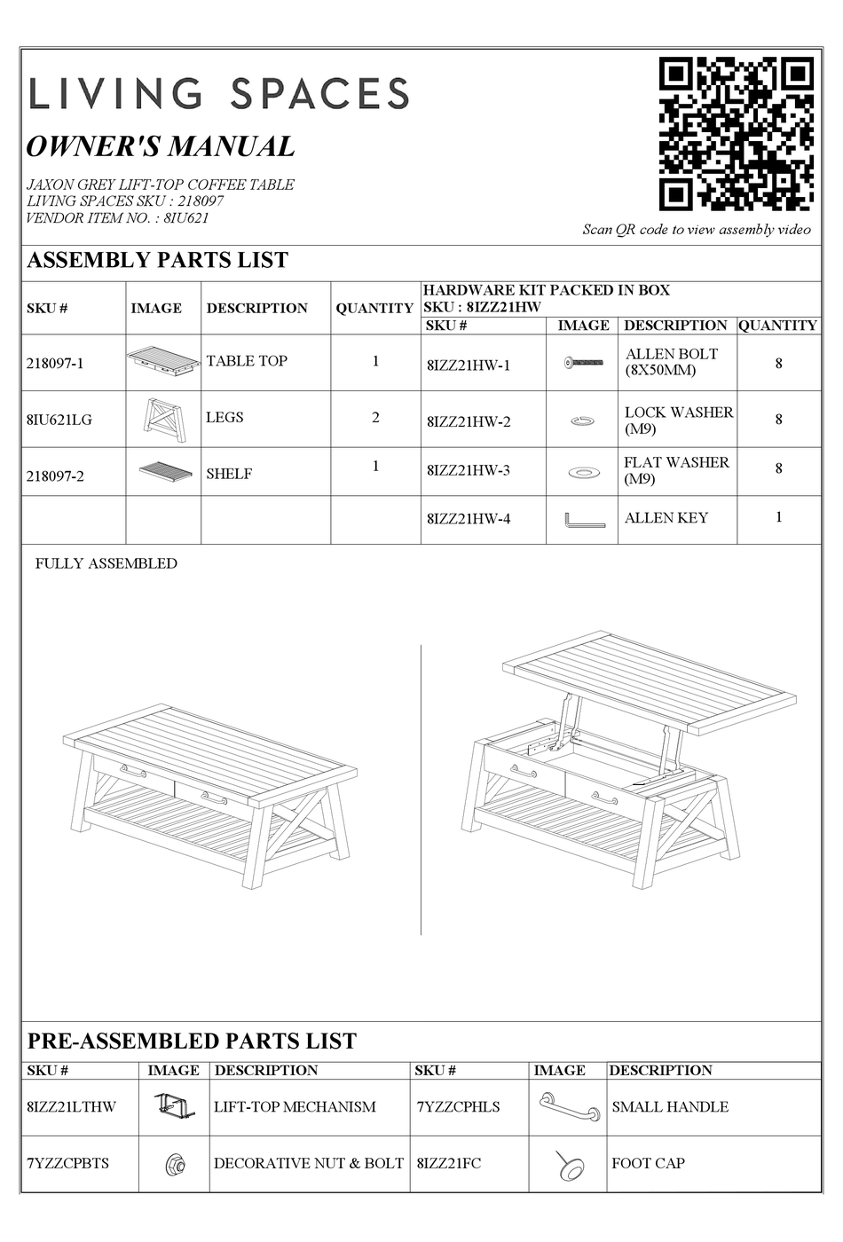 LIVING SPACES JAXON 218097 OWNER'S MANUAL Pdf Download ManualsLib