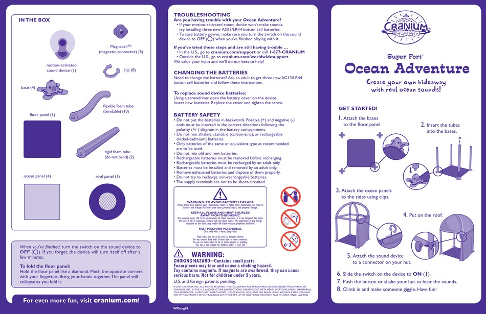 CRANIUM SUPER FORT OCEAN ADVENTURE MANUAL Pdf Download ManualsLib