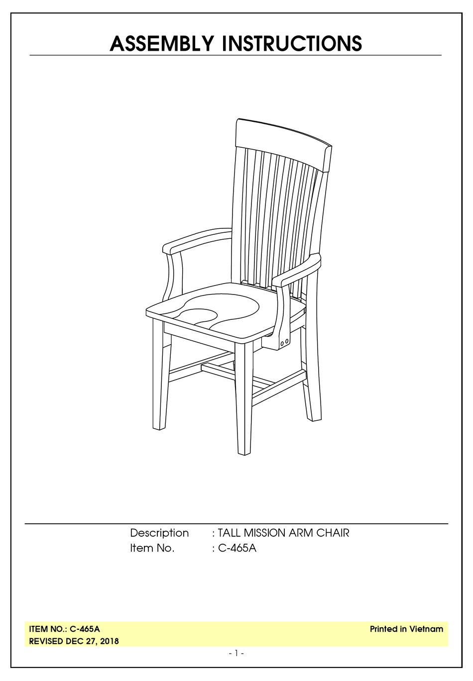 INTERNATIONAL CONCEPTS C465A ASSEMBLY INSTRUCTIONS MANUAL Pdf Download
