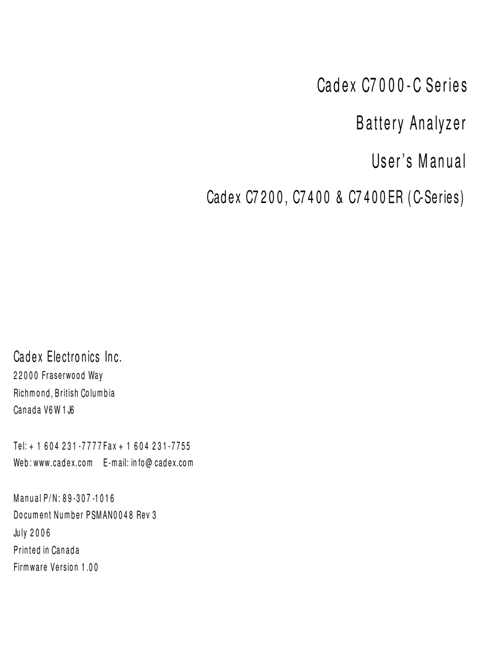 CADEX ELECTRONIC C7000C SERIES USER MANUAL Pdf Download ManualsLib