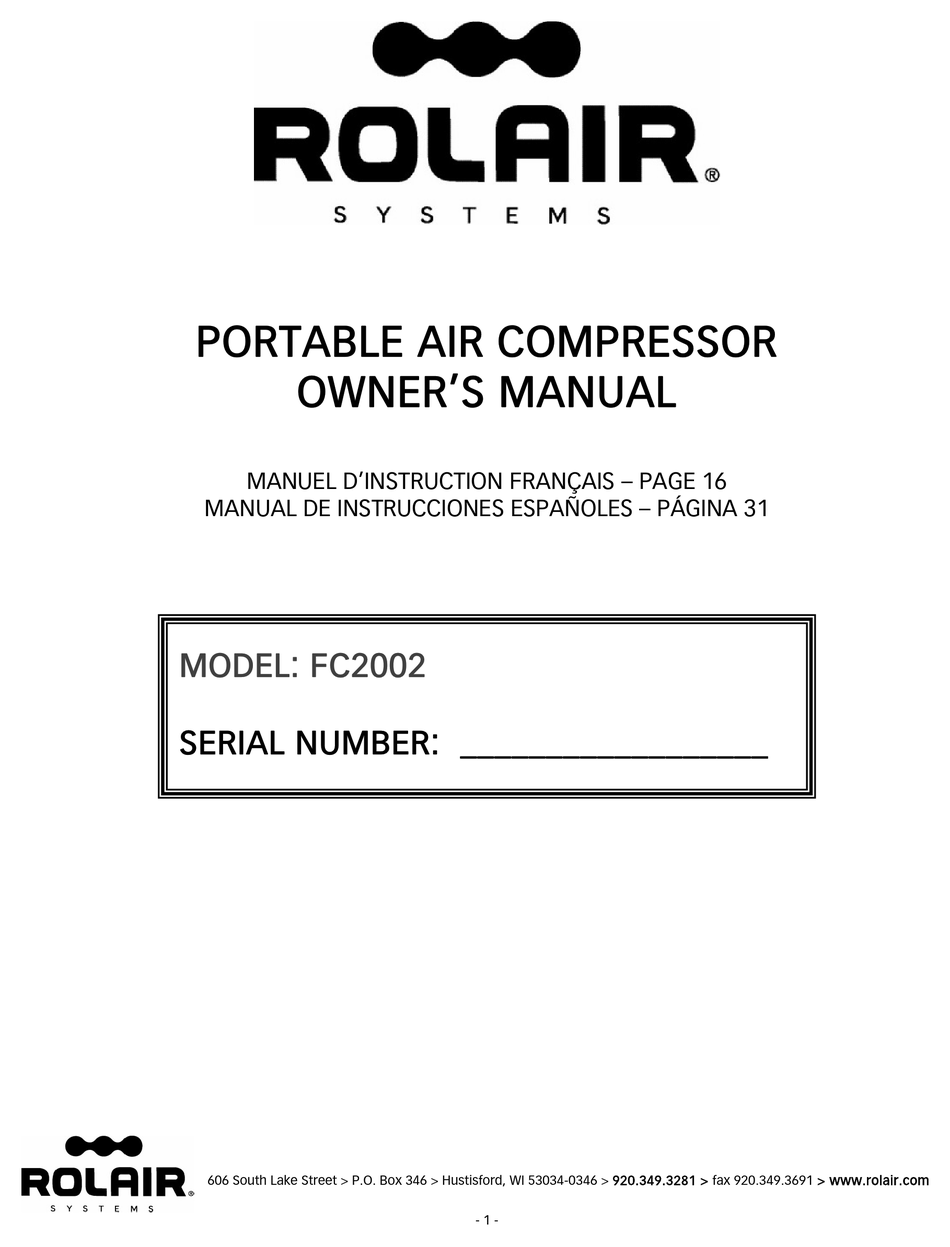 ROLAIR FC2002 OWNER'S MANUAL Pdf Download | ManualsLib