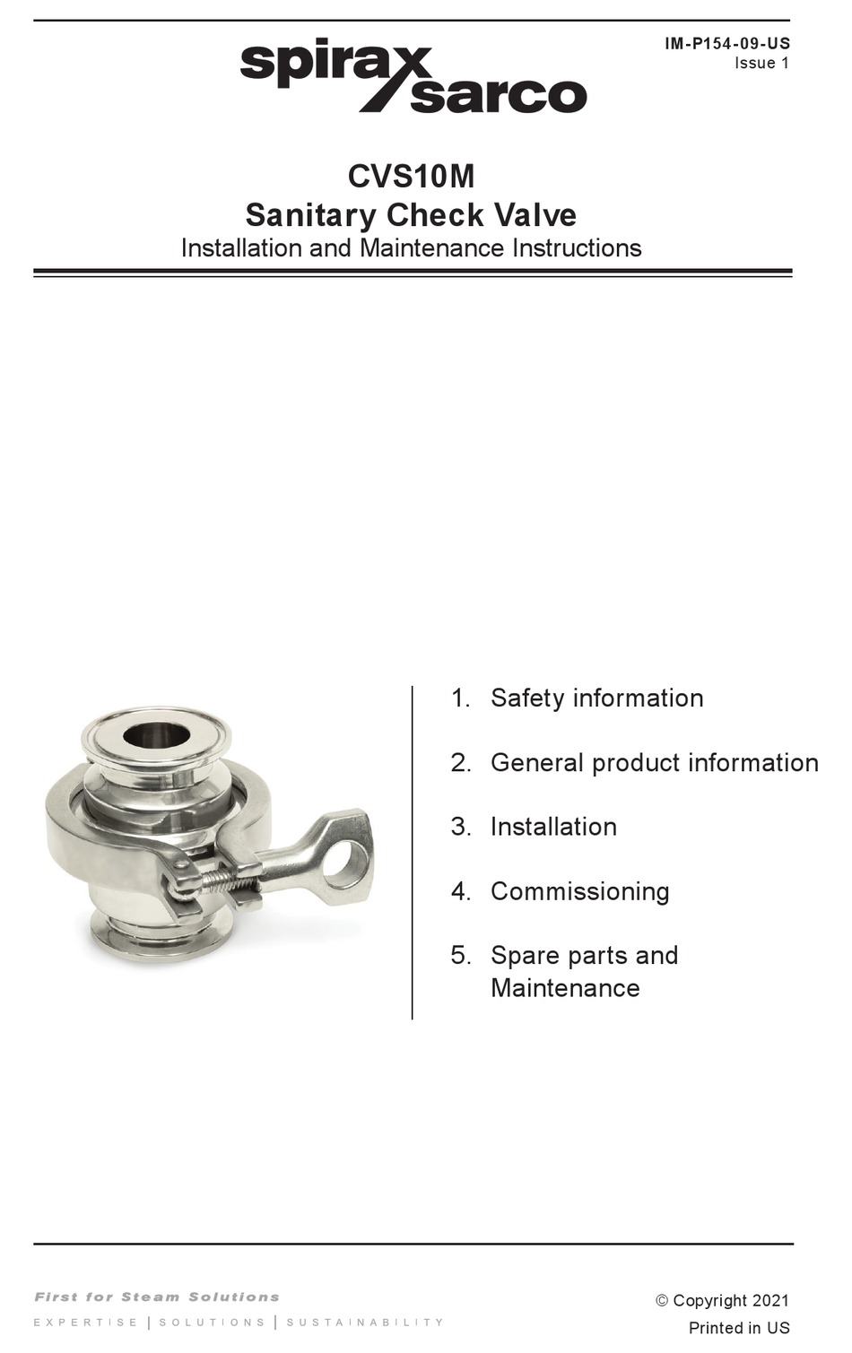 SPIRAX SARCO CVS10M INSTALLATION AND MAINTENANCE INSTRUCTIONS MANUAL