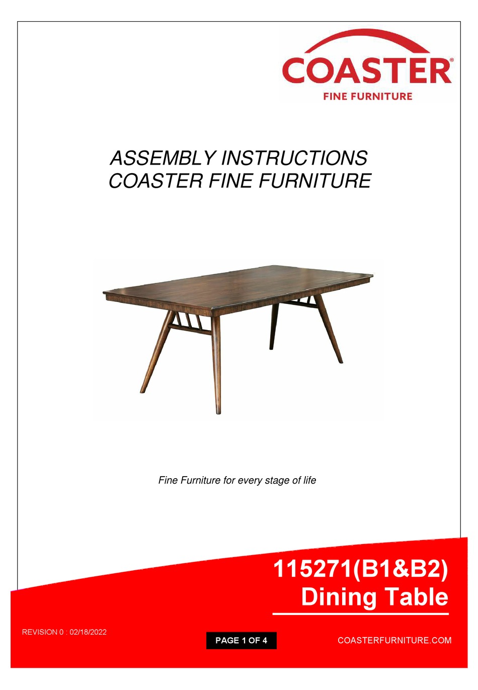 COASTER 115271 B1 ASSEMBLY INSTRUCTIONS Pdf Download ManualsLib