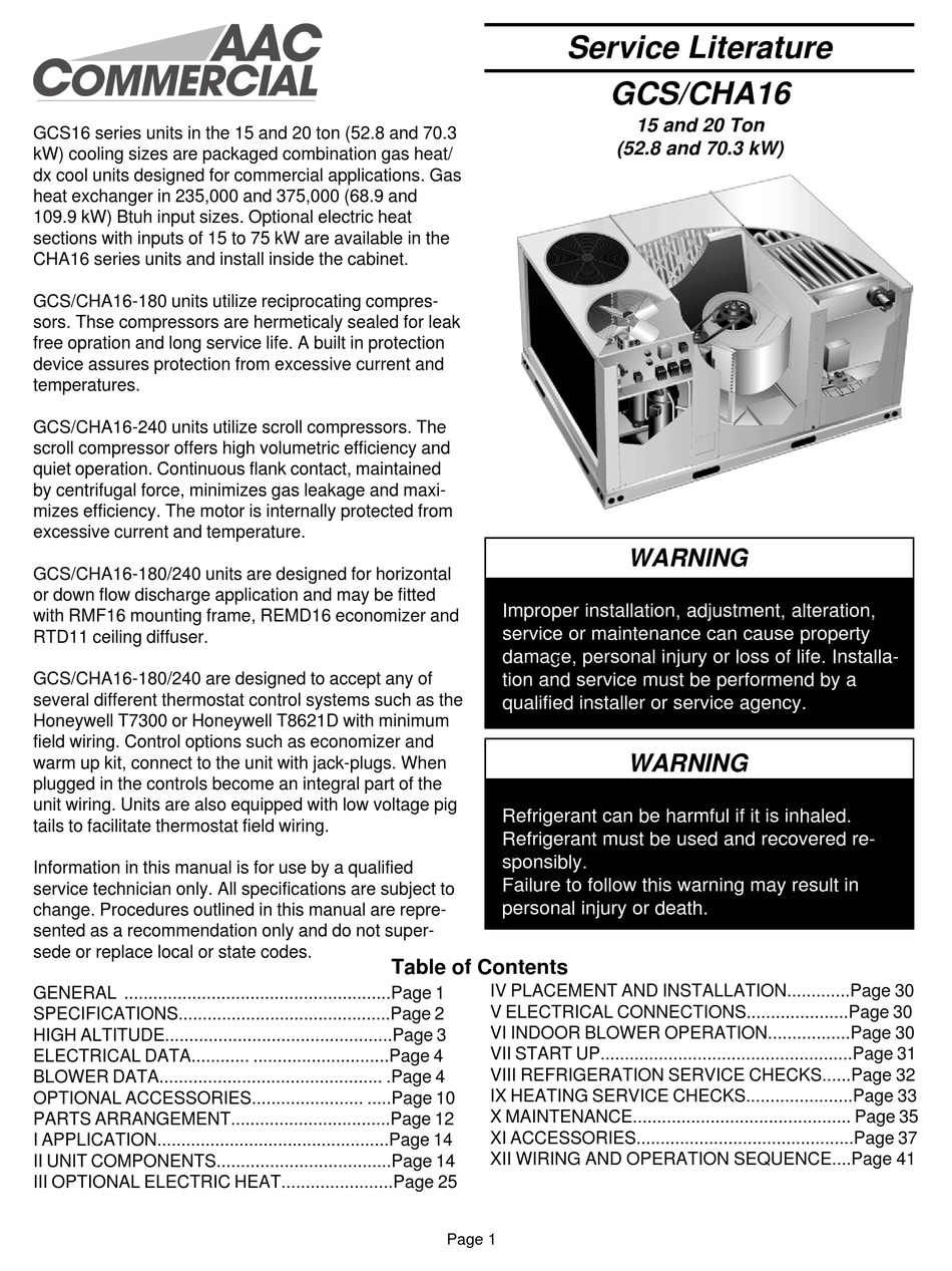 ALLIED COMMERCIAL GCS16 SERIES SERVICE LITERATURE Pdf Download ManualsLib