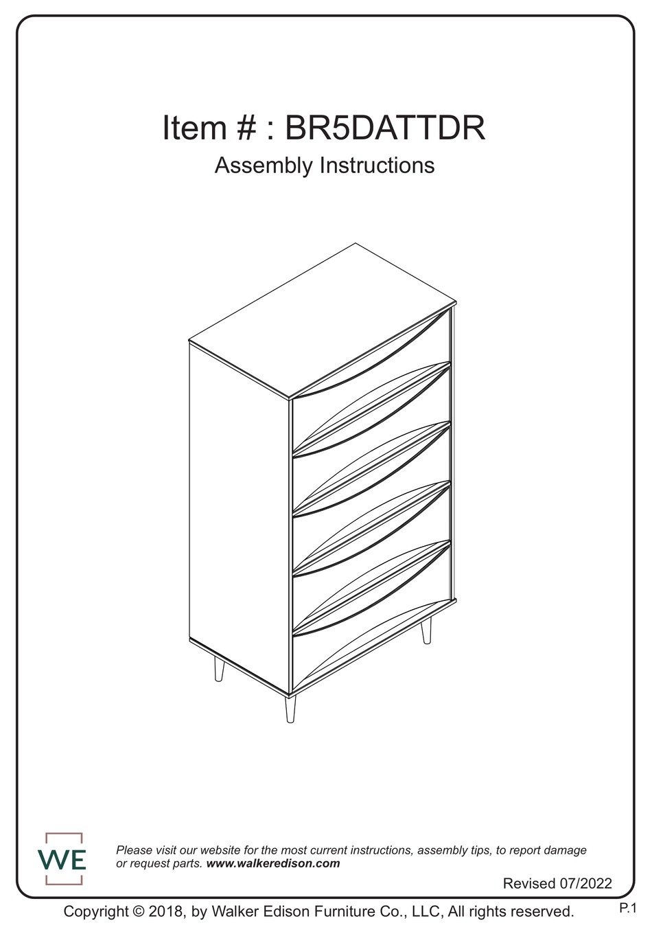 WALKER EDISON BR5DATTDR ASSEMBLY INSTRUCTIONS MANUAL Pdf Download