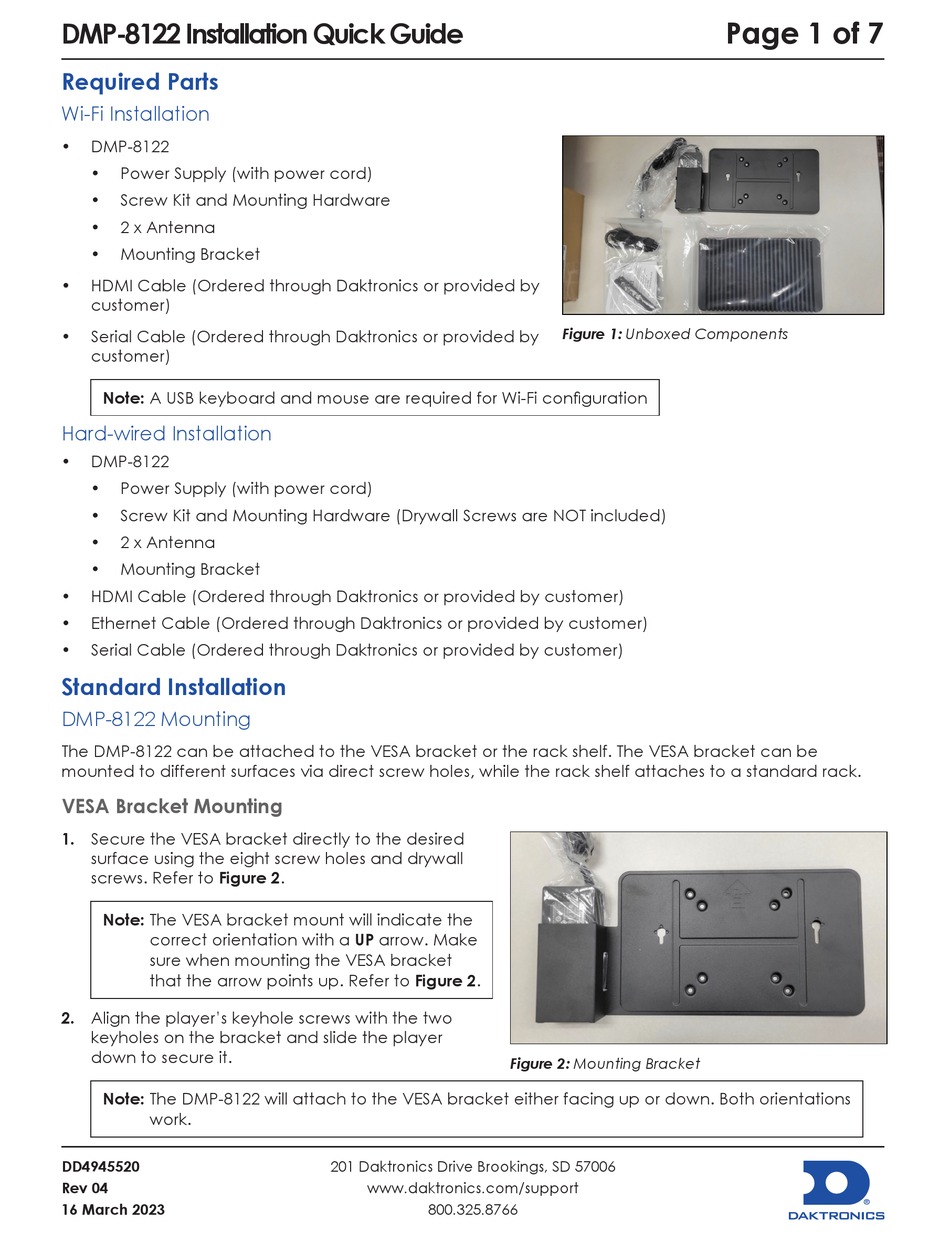 DAKTRONICS DMP8122 INSTALLATION QUICK MANUAL Pdf Download ManualsLib