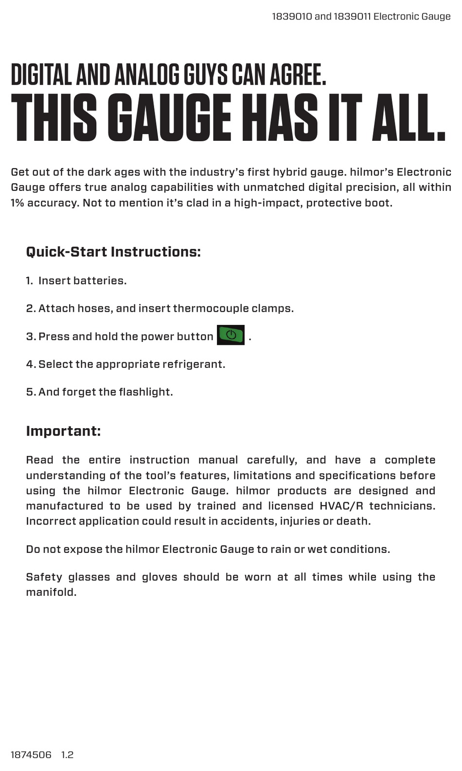HILMOR 1839010 MANUAL Pdf Download ManualsLib