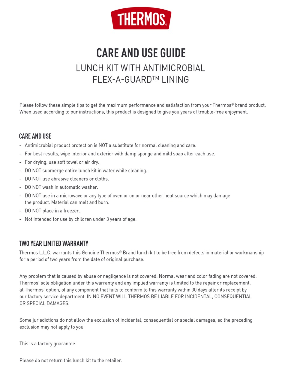 THERMOS K220242006 CARE AND USE MANUAL Pdf Download ManualsLib