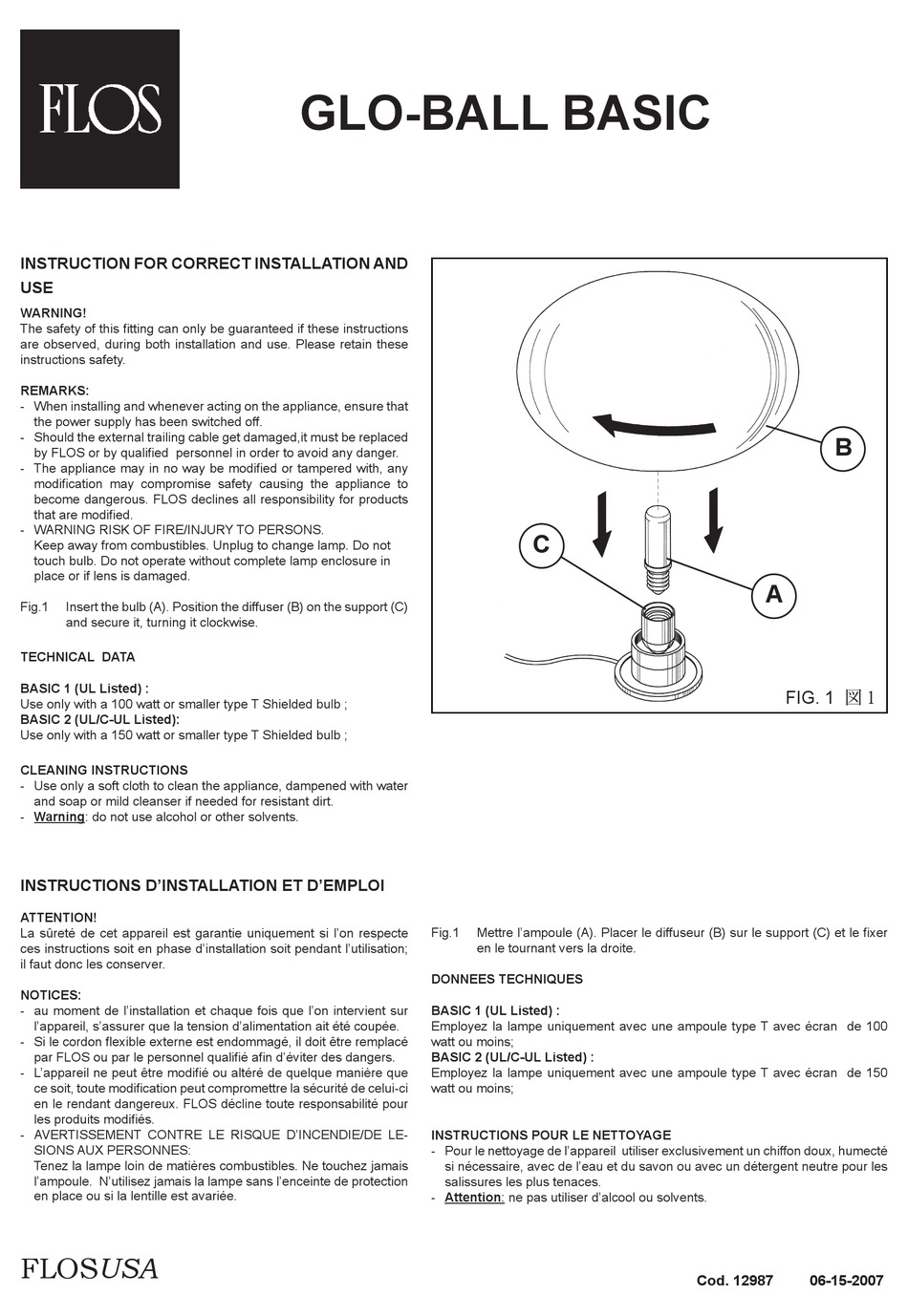 FLOS GLOBALL BASIC INSTALLATION INSTRUCTIONS Pdf Download ManualsLib