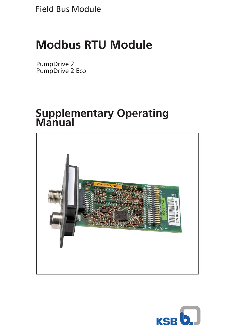 KSB PUMPDRIVE 2 SUPPLEMENTARY OPERATING MANUAL Pdf Download ManualsLib
