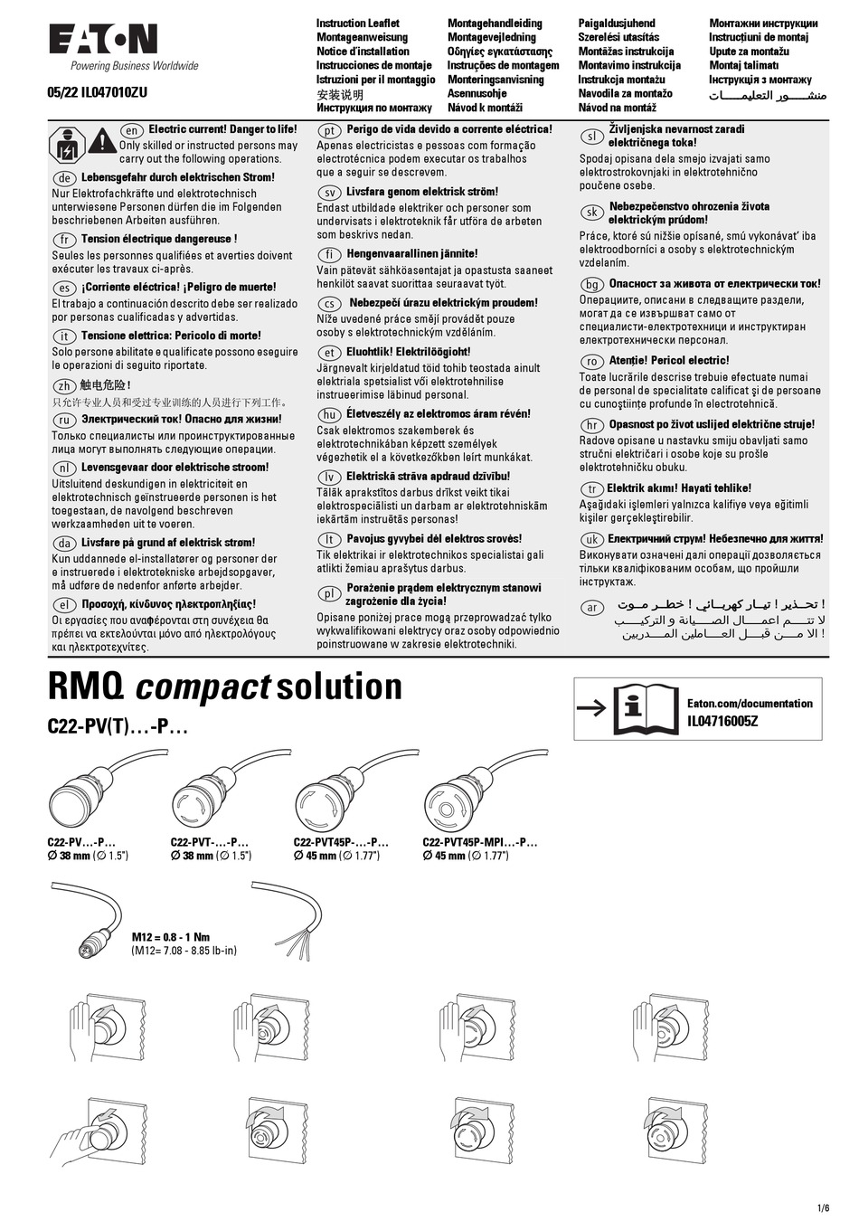 EATON C22-PVT P SERIES INSTRUCTION LEAFLET Pdf Download | ManualsLib