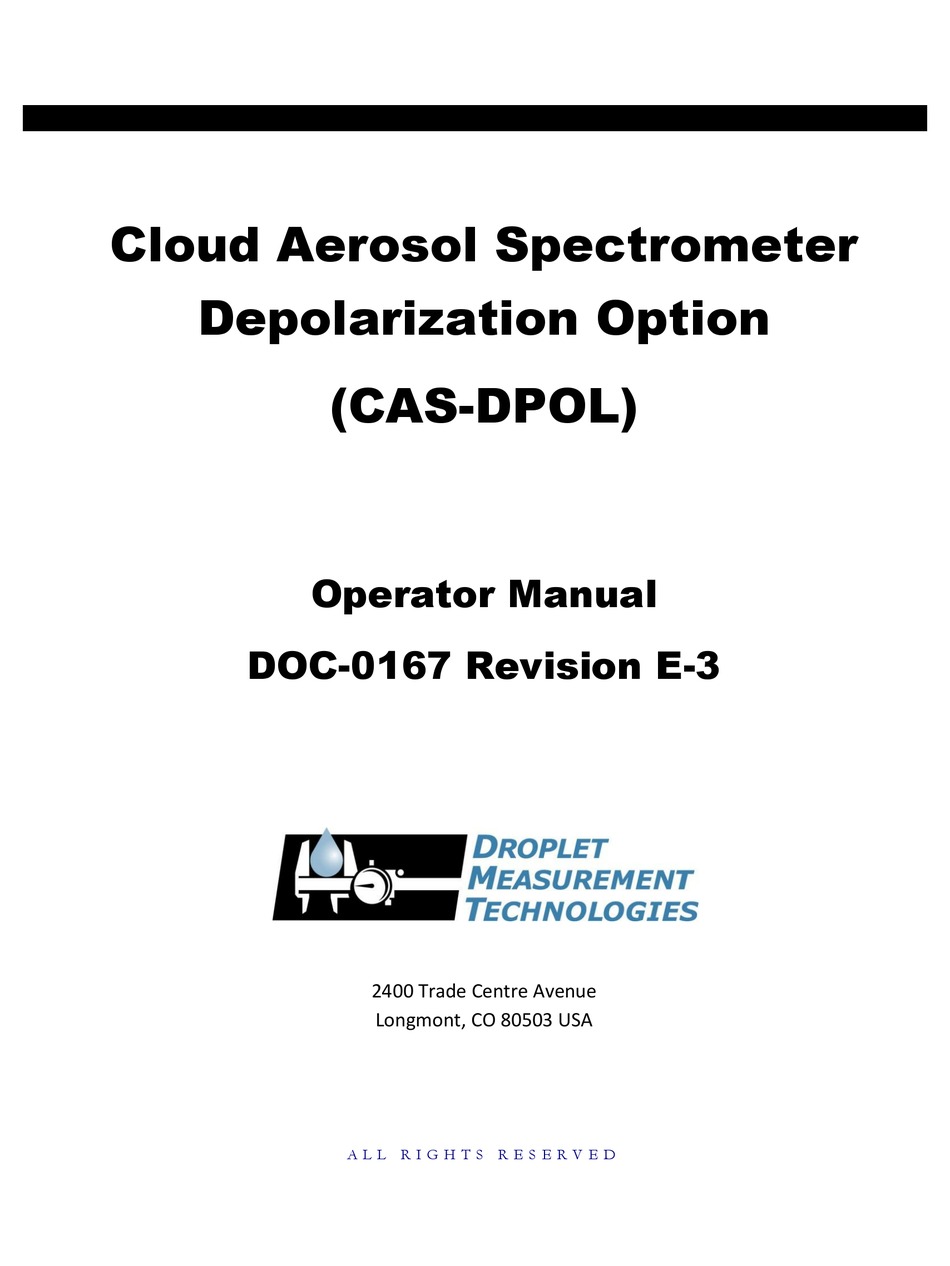 DROPLET CAS-DPOL OPERATOR'S MANUAL Pdf Download | ManualsLib