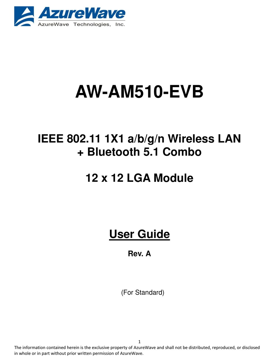 Azurewave Aw Am Evb User Manual Pdf Download Manualslib