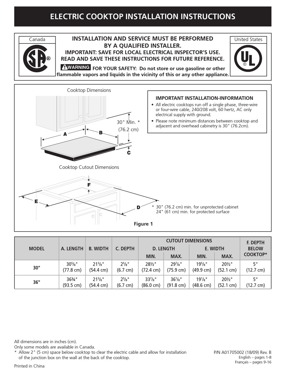 FRIGIDAIRE FFEC3025UB INSTALLATION INSTRUCTIONS MANUAL Pdf Download